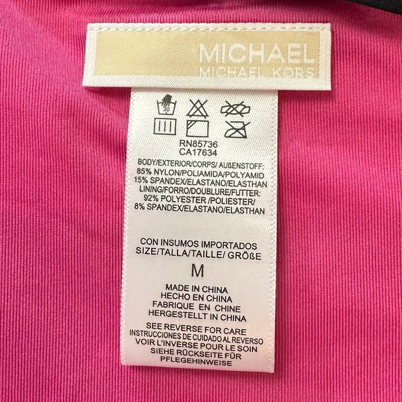 2/$30 NWT Michael Kors High-Waisted Striped Bikini Bottom Pink Black Size M - Picture 6 of 8